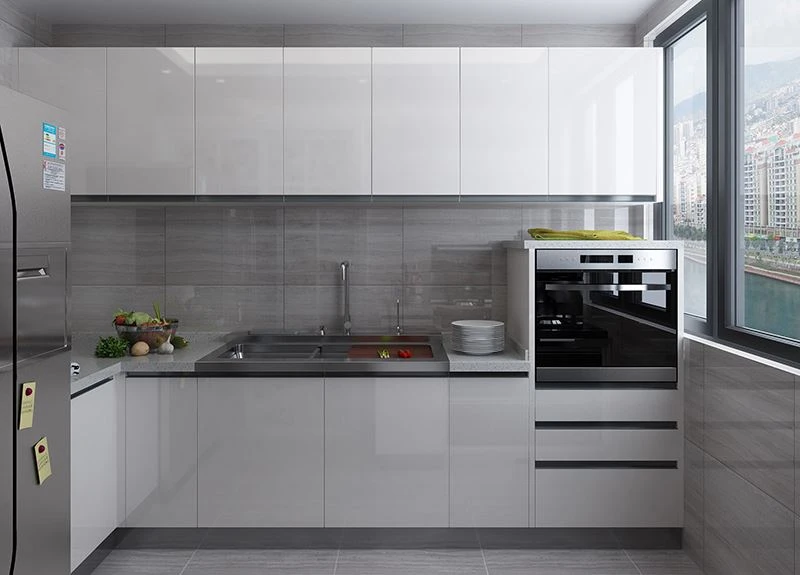 White Handleless Kitchen Cabinets