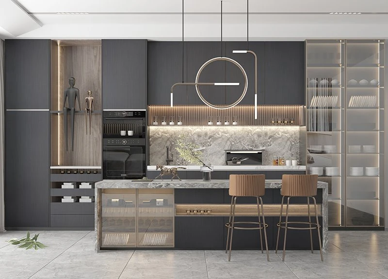 dark black kitchen cabinets