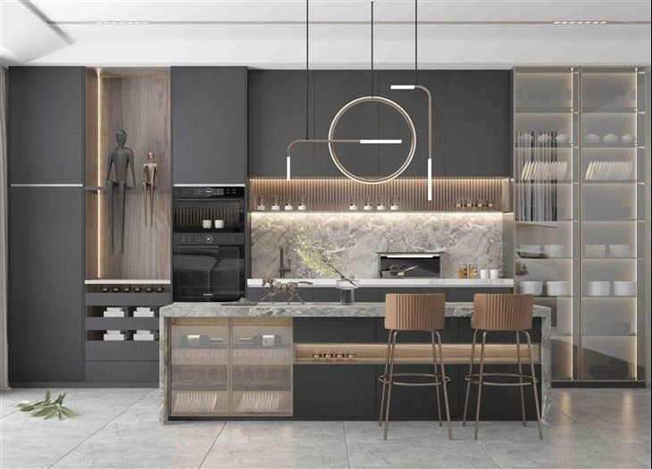 dark black kitchen cabinets